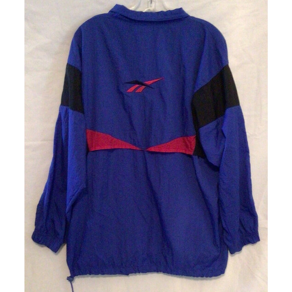 Vtg Reebok Windbreaker Pullover 90's 80's Size Large Blue Red Black EUC 894A - Picture 2 of 5